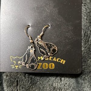 Black Bear Enamel Dangle Earrings